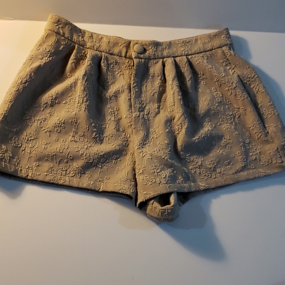Free People Anthropologie taupe embossed shorts